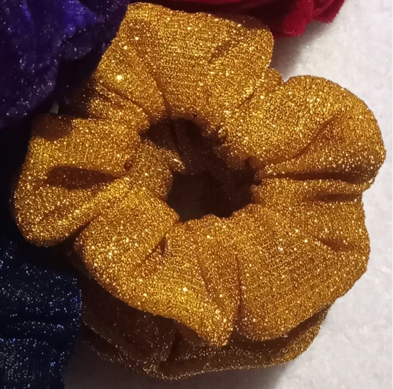 Veľké Gumičky scrunchie Trblietavé zlaté