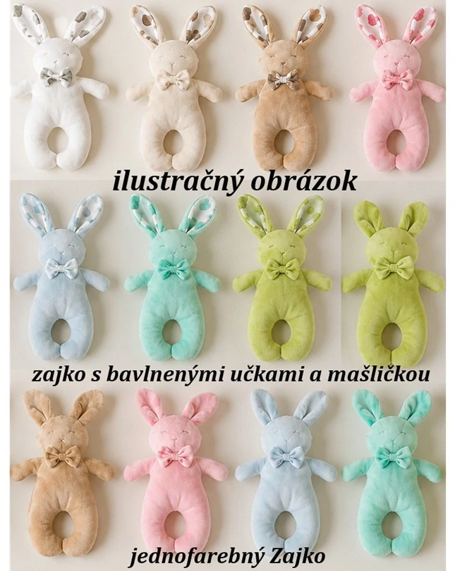 Handmade textilná hrkálka do ručičky Minky – Zajko