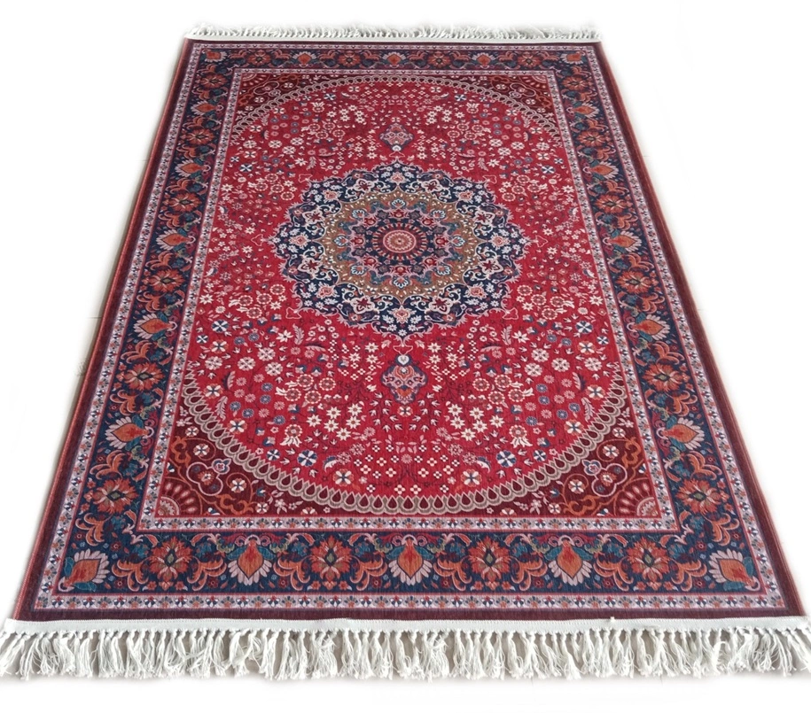 Ženilkový koberec so strapcami Orient JZ-867 Rubín – Protišmykový 160 x 230cm