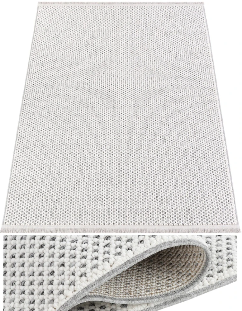Štruktúrovaný kusový koberec so strapcami 3D Melange DS-63a Šedo-biely 160 x 220cm
