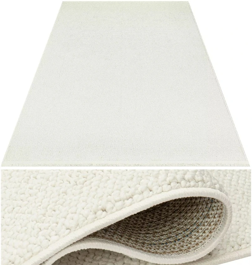 Štruktúrovaný kusový koberec so strapcami 3D Melange DS-72a smotanovo-biely 80 x 150cm