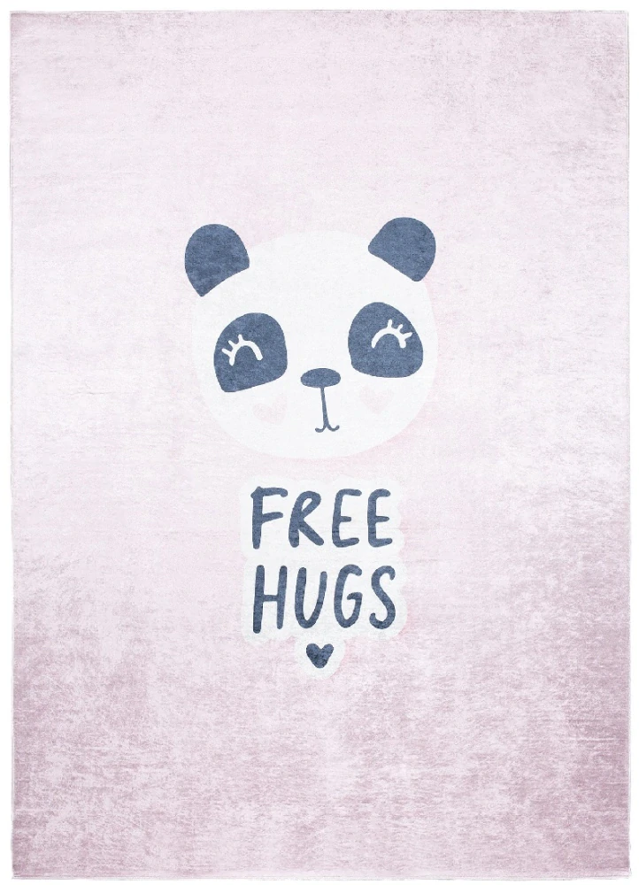 Detské kusové koberce Emma 2554 Panda Free Hugs ružový (Protišmykový)