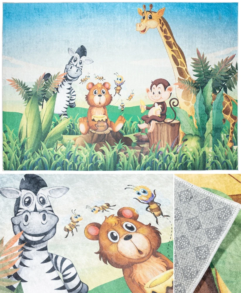 Detské kusové koberce Emma 2629 Zvieratká z džungle a Safari (Protišmykový)
