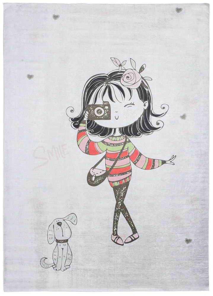 Detské kusové koberce Emma 2645 Dievčatko s foťákom Smile 140 x 200cm