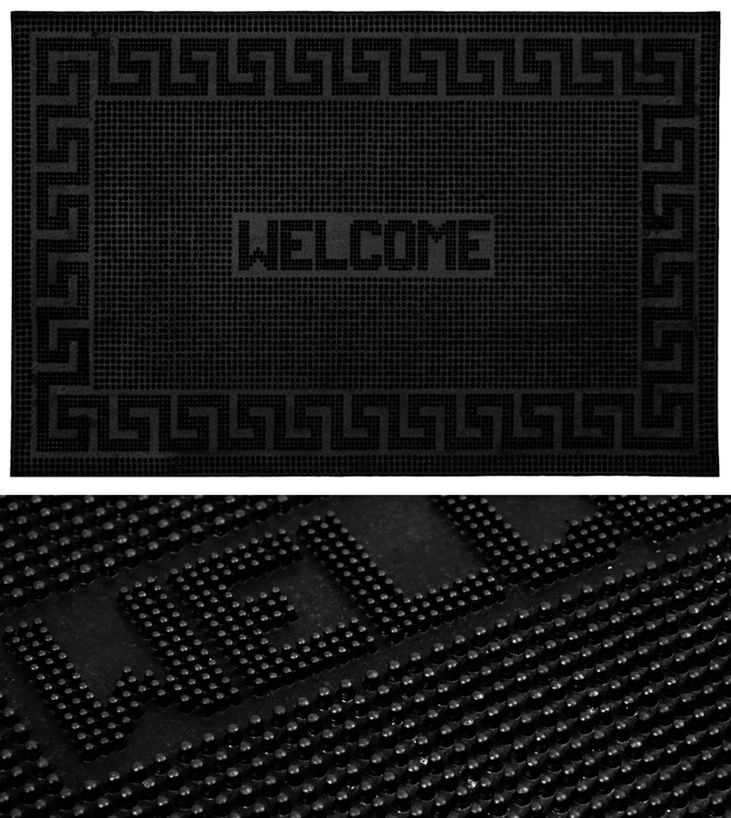 Záťažová gumová rohožka WELCOME s čistiacimi hrotmi (In/Out)