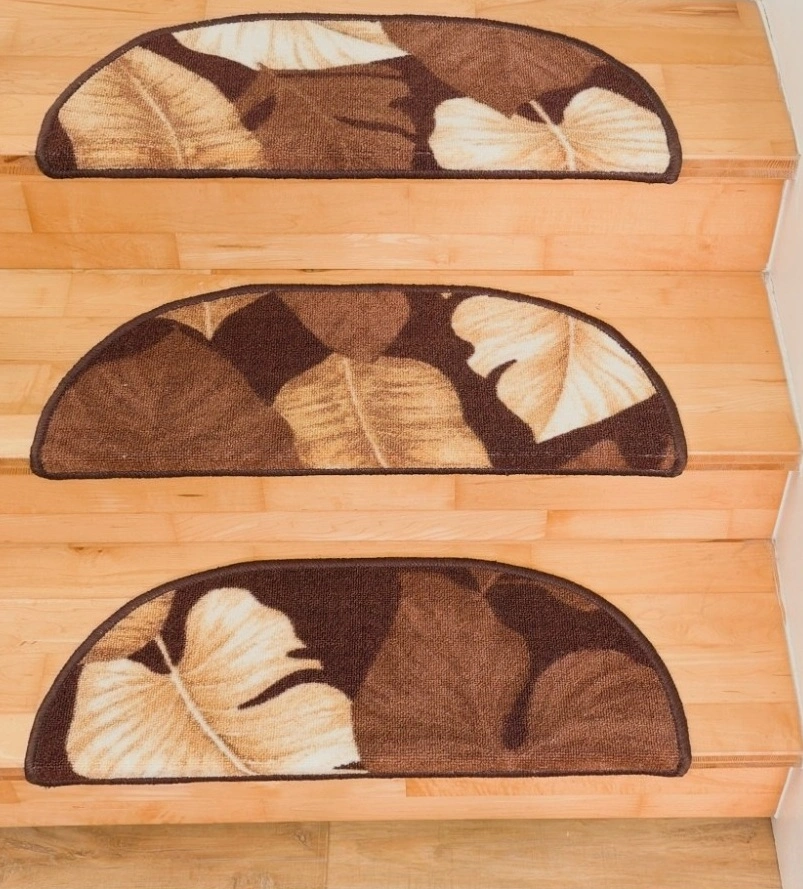 Nášľapy na schody tropické listy LF-26 šedé 65 x 24cm obdĺžnikové