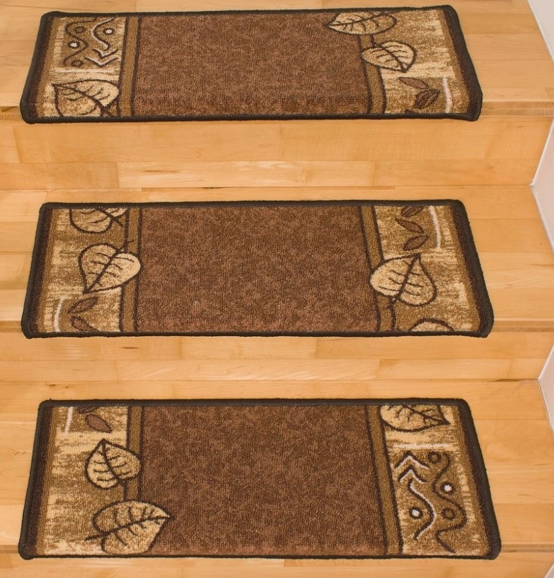 Kobercové nášľapy na schody LN-26 – Jesenné lístky Polkruhové 65 x 24cm
