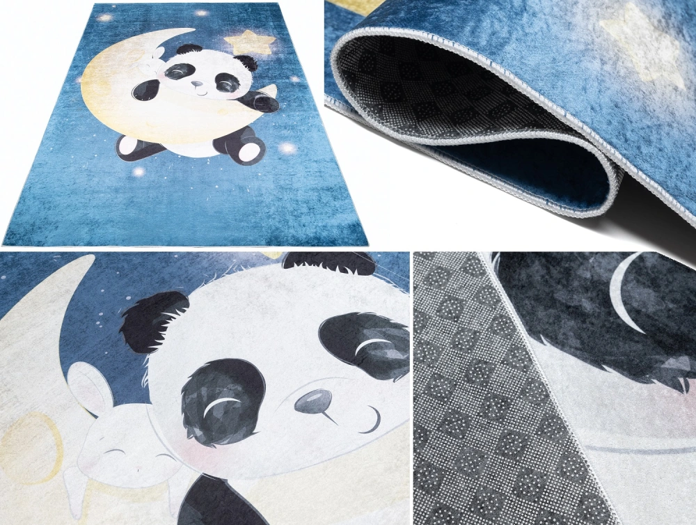 Detský kusový koberec EMMA Panda na mesiaci – (Protišmykový)