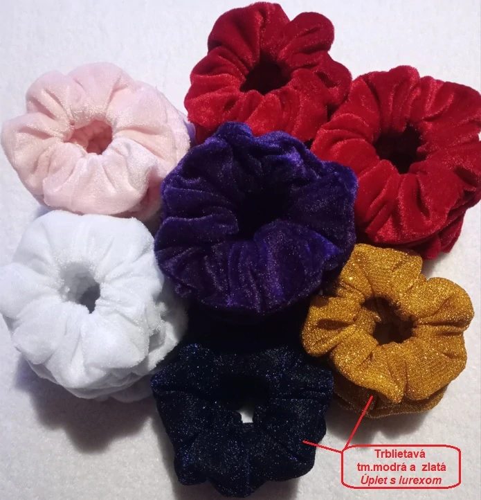Gumičky scrunchie do vlasov - 12cm zamat