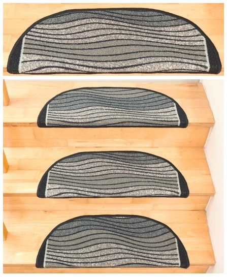 Nášlapy na schody SEW šedé 77 x 24cm +3cm ohyb polkruhové