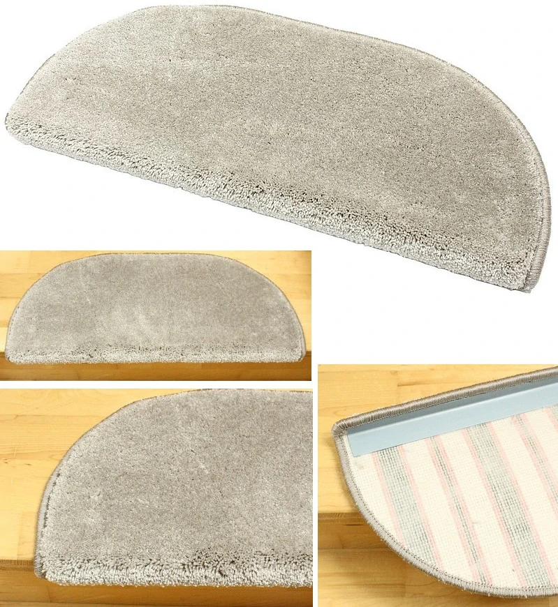 Nášľapy na schody shaggy Silk krémové r. 65 x 24cm +3cm polkruhové