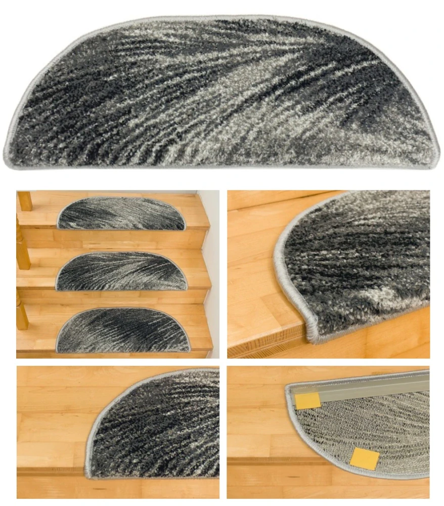 Koberce na schody Friese PAL šedé 65x24cm+3cm polkruh