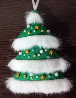 Vianočné ozdoby Kožušinový stromček tmavo zelený 12cm