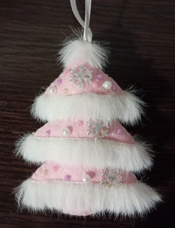 Vianočné ozdoby Kožušinový stromček ružový 12cm