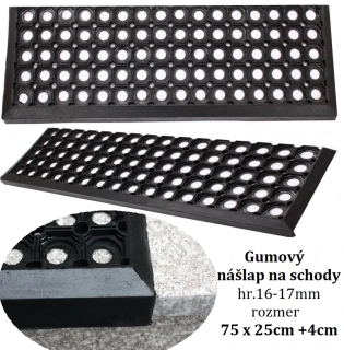 Gumové nášlapy na schody čierne 75 x 25 +4cm