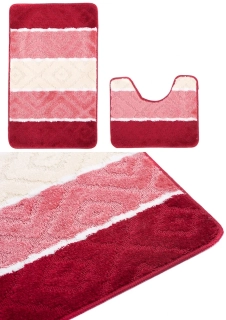 Kúpeľňový set 2ks Geometria 2 pruhy red 50 x 80cm a 40 x 50cm
