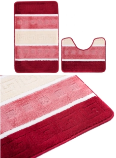 Kúpeľňový set 2ks Grécky vzor pruhy červená 50 x 80cm a 40 x 50cm