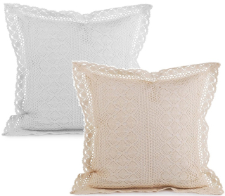 Paličkované obliečky na vankúš 45 x 45cm biele a béžové  - set 2 ks