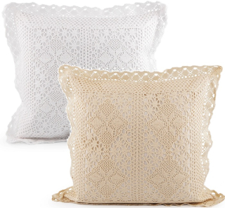 Paličkované obliečky na vankúš 45 x 45cm biele a béžové - set 2 ks