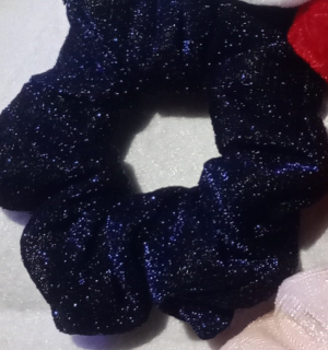 Veľké Gumičky scrunchie Trblietavé tmavo modré