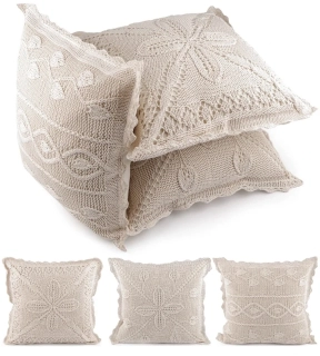 Pletené obliečky na vankúš 45 x 45cm sv.béžové - set 2 ks