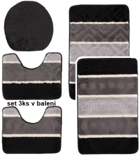 3-dielny kúpeľňový set predložiek Pruhy šedá 50 x 80cm a 40 x 50cm