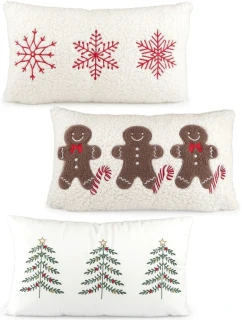 Luxusný Vianočný vankúš 3X-Mas - Perníčky / Vločky / Stromčeky