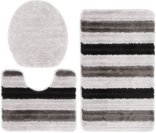 Kúpeľňový set 3ks Prúžky šedé 50 x 80cm / 40 x 50cm / wc