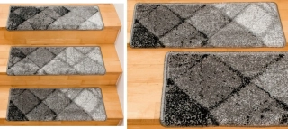 Koberce na schody Friese FR25 šedé 65 x 24cm obdĺžnik