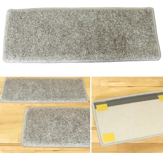 Nášľapy na schody shaggy Silk béžové 65 x 24cm +3cm obdĺžnikové