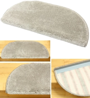 Nášľapy na schody shaggy Silk svetlé béžovo-šedé r. 65 x 24cm +3cm polkruhové