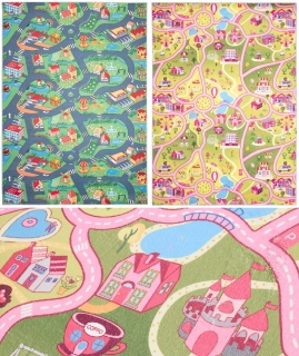 Detské hracie koberce Flap Úžasné mestečko ružové rozmer 80 x 150cm