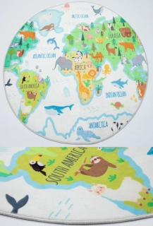Detské okrúhle kusové koberce Mapa sveta 160cm
